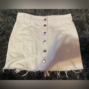 Girls white frayed denim mini skirt
